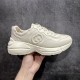 Gucci Rhyton Men's & Women's Athleisure Sneakers Ivory Leather Rhyton Vintage Gucci Logo 