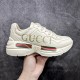 Gucci Rhyton Men's & Women's Athleisure Sneakers Ivory Leather Rhyton Vintage Gucci Logo 