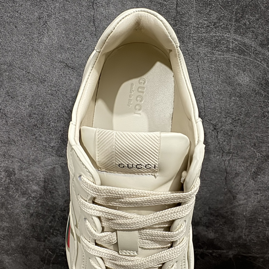 Gucci Rhyton Men's & Women's Athleisure Sneakers Ivory Leather Rhyton Vintage Gucci Logo 