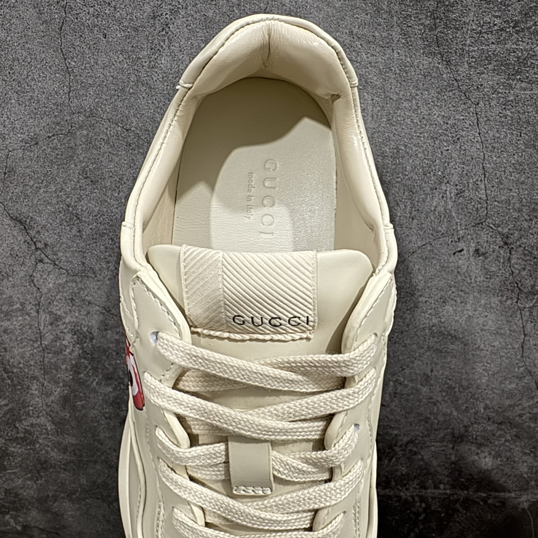 Gucci Rhyton Men's & Women's Athleisure Sneakers Ivory Leather Rhyton Vintage Gucci Logo 