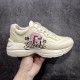 Gucci Rhyton Men's & Women's Athleisure Sneakers Ivory Leather Rhyton Vintage Gucci Logo 