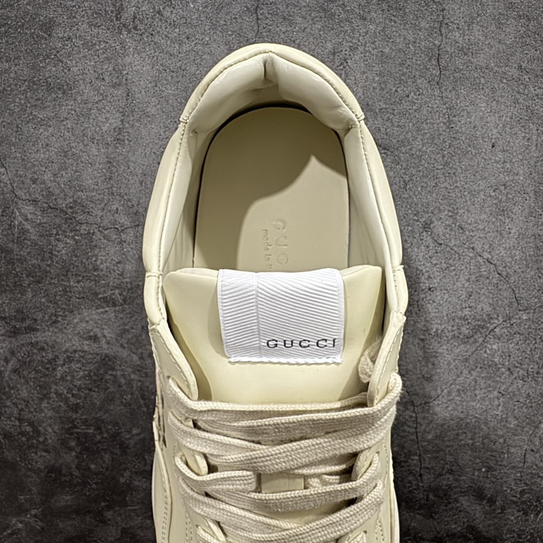 Gucci Rhyton Men's & Women's Athleisure Sneakers Ivory Leather Rhyton Vintage Gucci Logo 