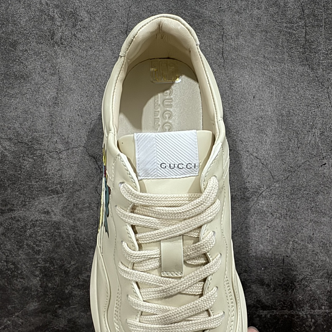 Gucci Rhyton Men's & Women's Athleisure Sneakers Ivory Leather Rhyton Vintage Gucci Logo 