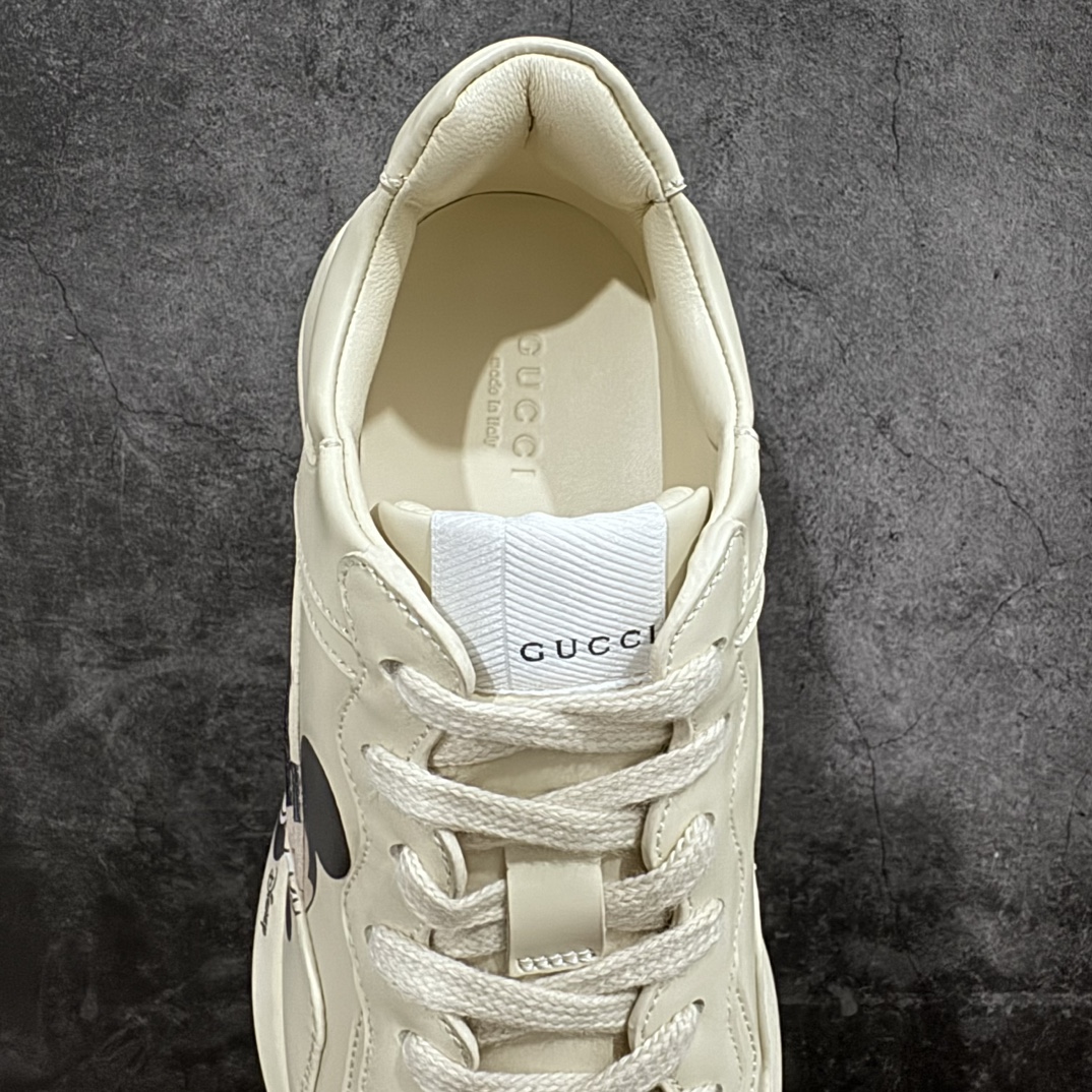 Gucci Rhyton Men's & Women's Athleisure Sneakers Ivory Leather Rhyton Vintage Gucci Logo 