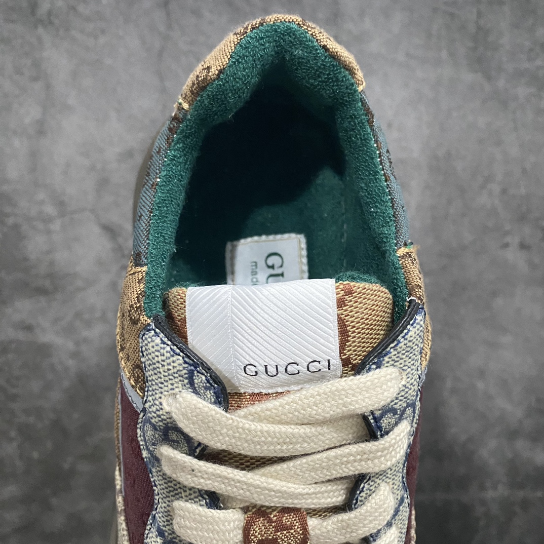 Gucci Rhyton Men's & Women's Athleisure Sneakers Brown Leather Rhyton Vintage Gucci Logo 