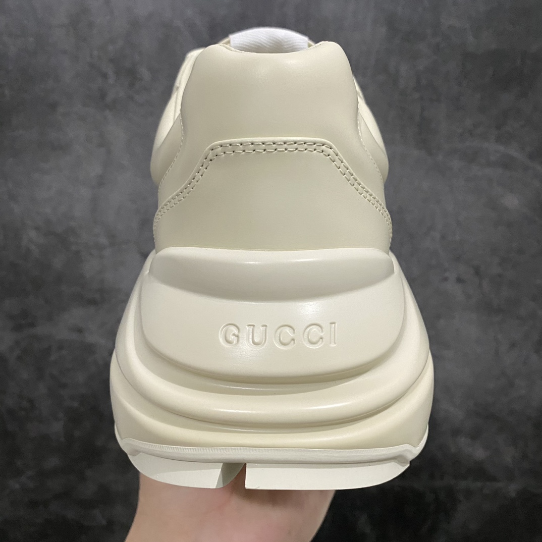 Gucci Rhyton Men's & Women's Athleisure Sneakers Ivory Leather Rhyton Vintage Gucci Logo 