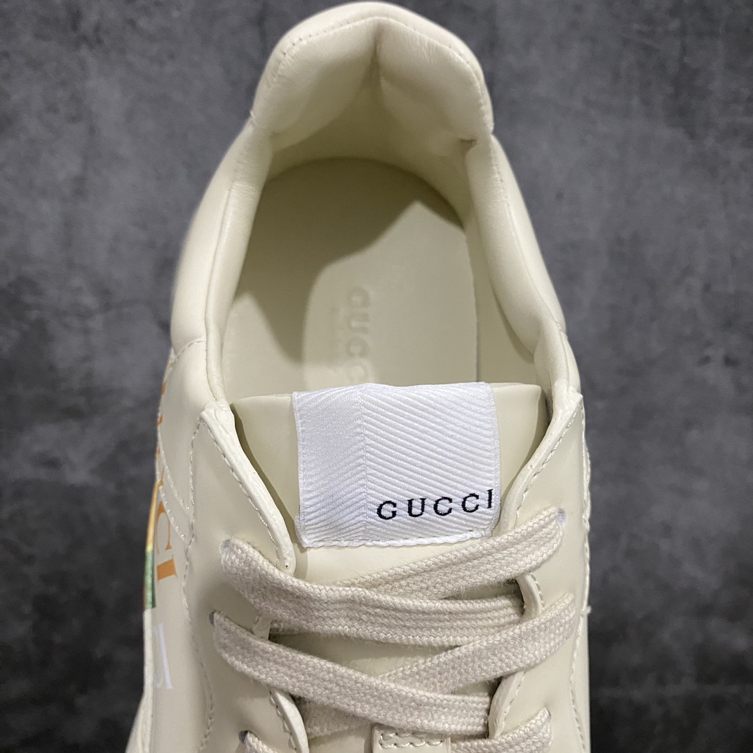 Gucci Rhyton Men's & Women's Athleisure Sneakers Ivory Leather Rhyton Vintage Gucci Logo 