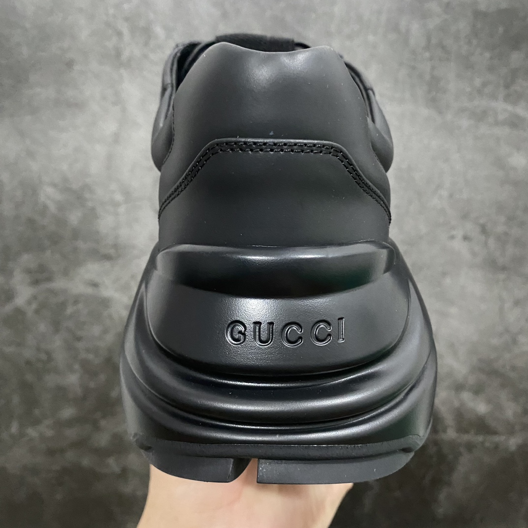 Gucci Rhyton Men's & Women's Athleisure Sneakers Black Leather Rhyton Vintage Gucci Logo 