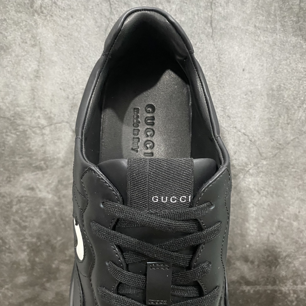 Gucci Rhyton Men's & Women's Athleisure Sneakers Black Leather Rhyton Vintage Gucci Logo 