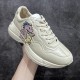 Gucci Rhyton Women's Athleisure Sneakers Ivory Leather Rhyton Vintage Gucci Logo