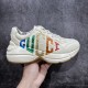 Gucci Rhyton Women's Athleisure Sneakers Ivory Leather Rhyton Vintage Gucci Logo