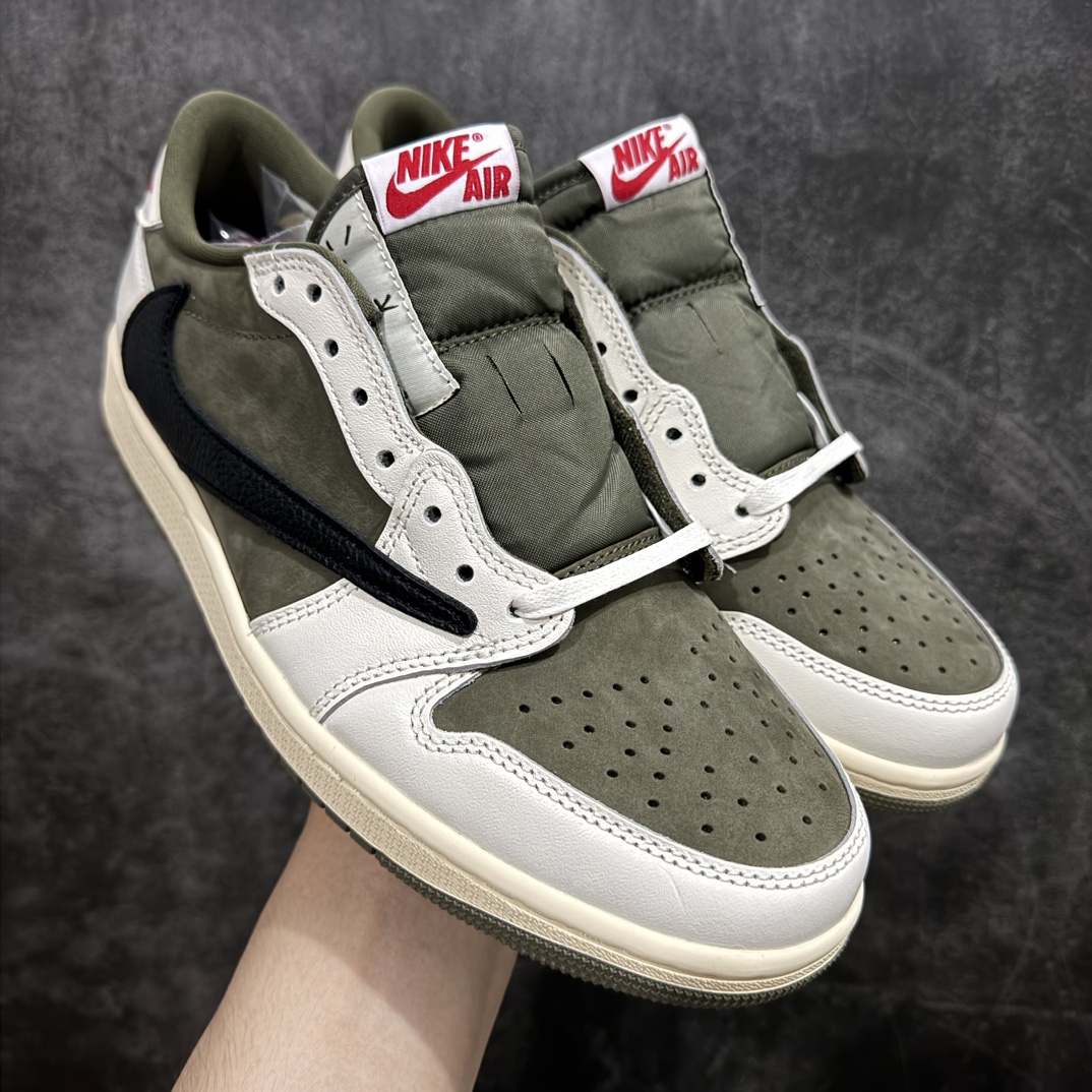 Travis Scott X Air Jordan 1 Low OG ''Medium Olive'' Black Sail Men's & Women's Sneakers DM7866-200