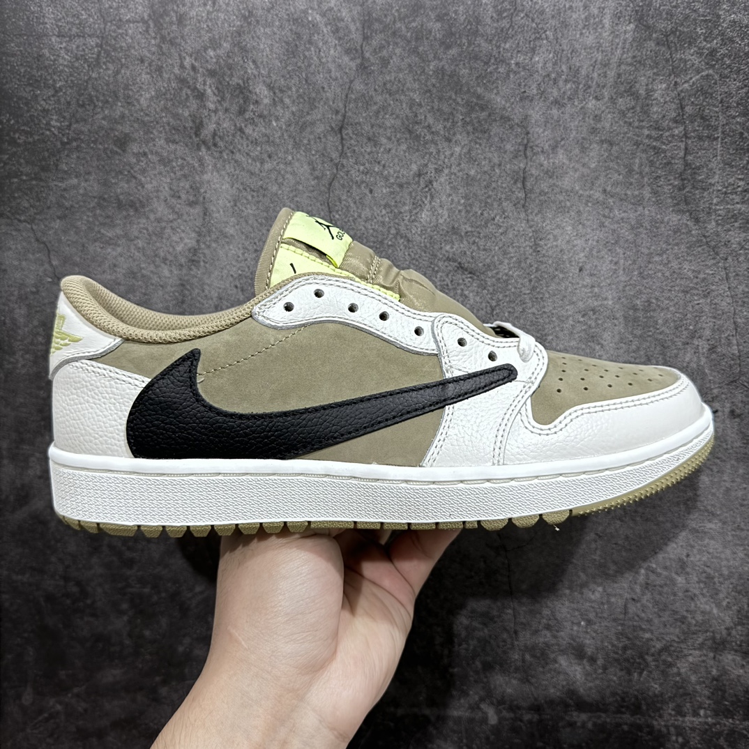 Travis Scott x Air Jordan 1 Low Golf 'Neutral Olive' Men's and Women's Sneakers FZ3124-200