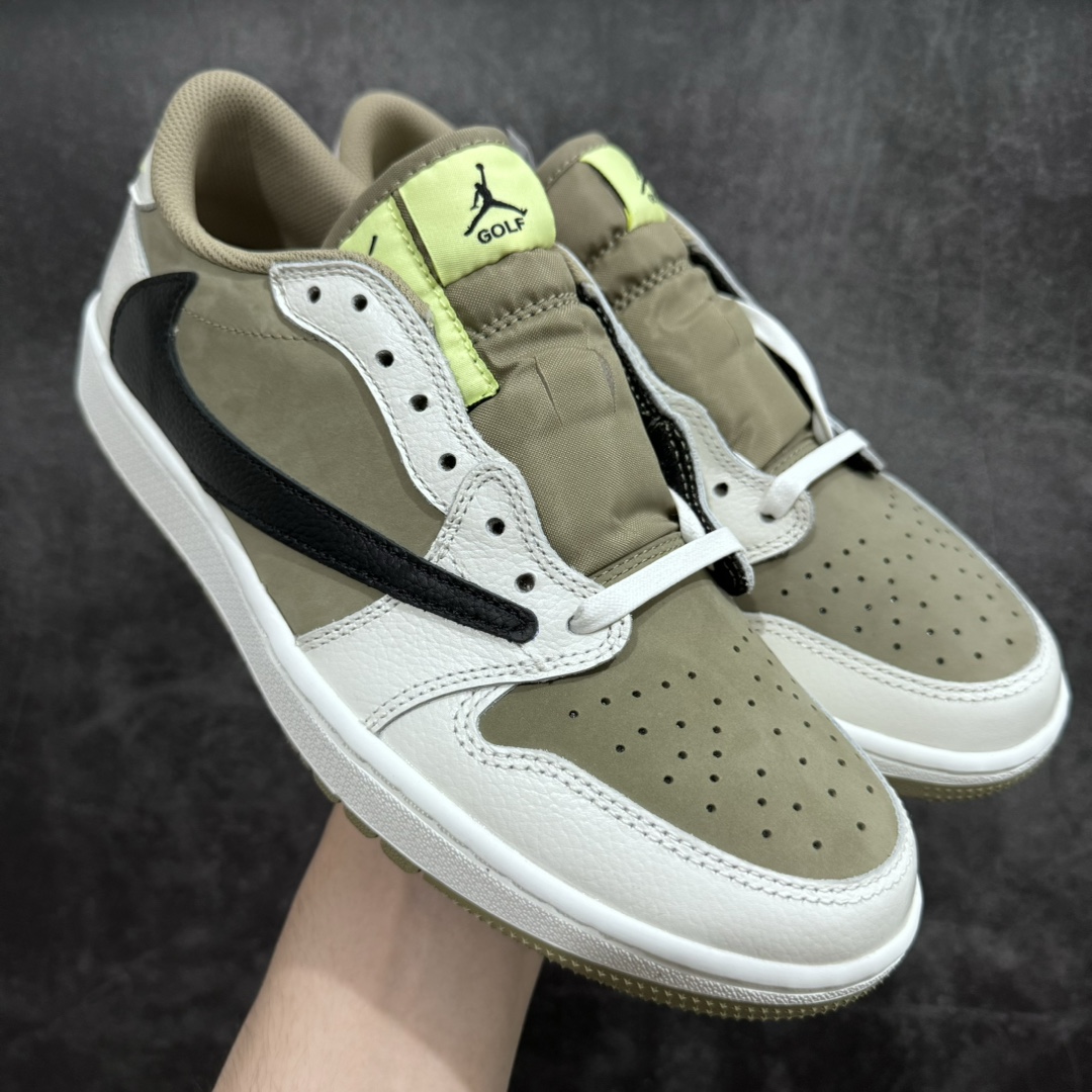 Travis Scott x Air Jordan 1 Low Golf 'Neutral Olive' Men's and Women's Sneakers FZ3124-200