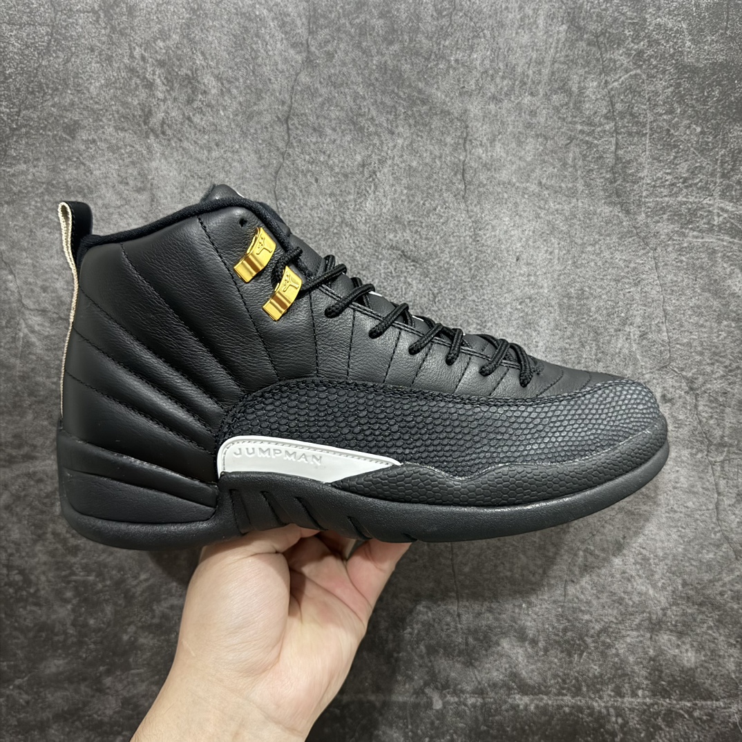 Air Jordan 12 AJ12 Retro Retro Basketball Shoes Men's Black & White Gold Buckle 130690-013