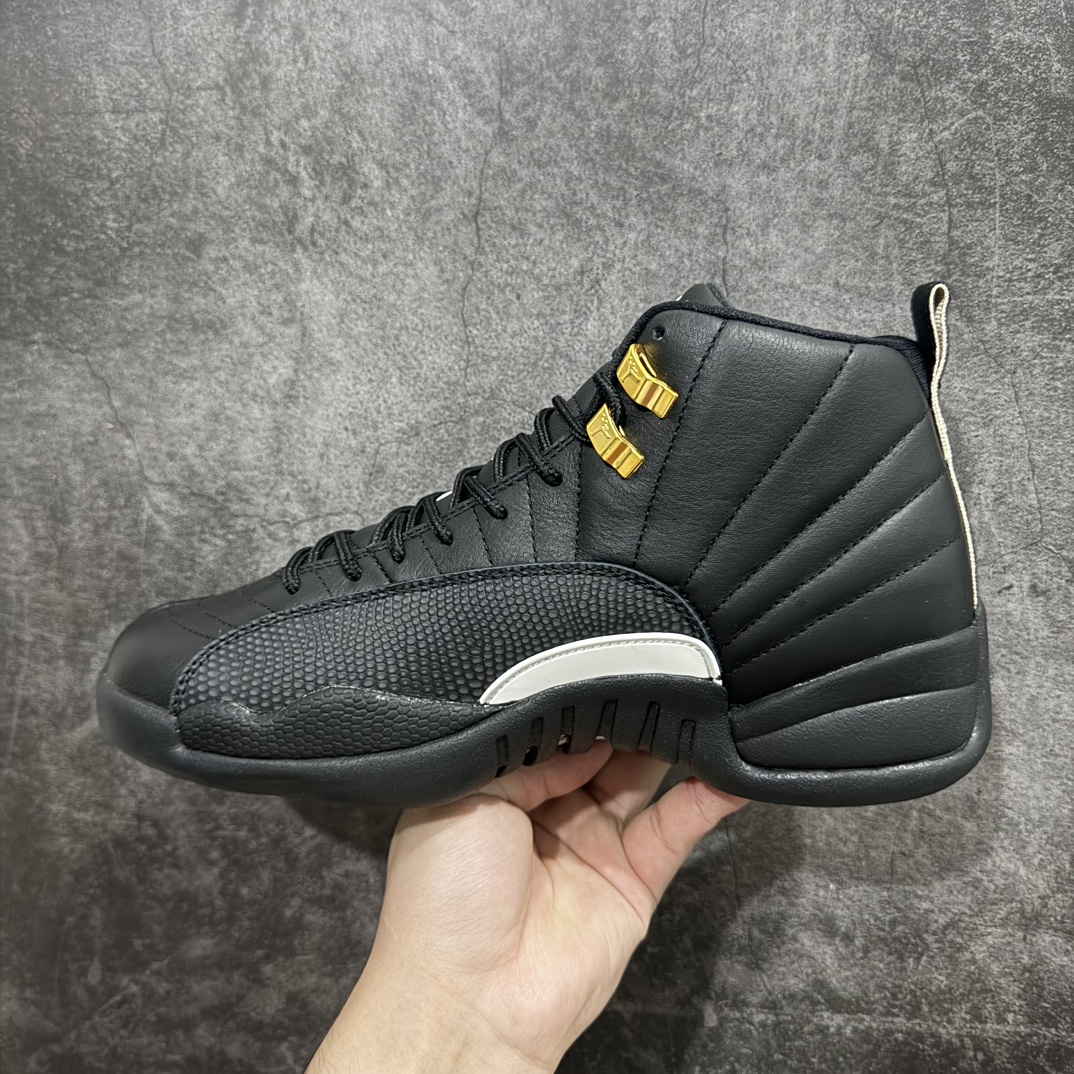 Air Jordan 12 AJ12 Retro Retro Basketball Shoes Men's Black & White Gold Buckle 130690-013