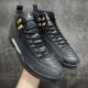 Air Jordan 12 AJ12 Retro Retro Basketball Shoes Men's Black & White Gold Buckle 130690-013