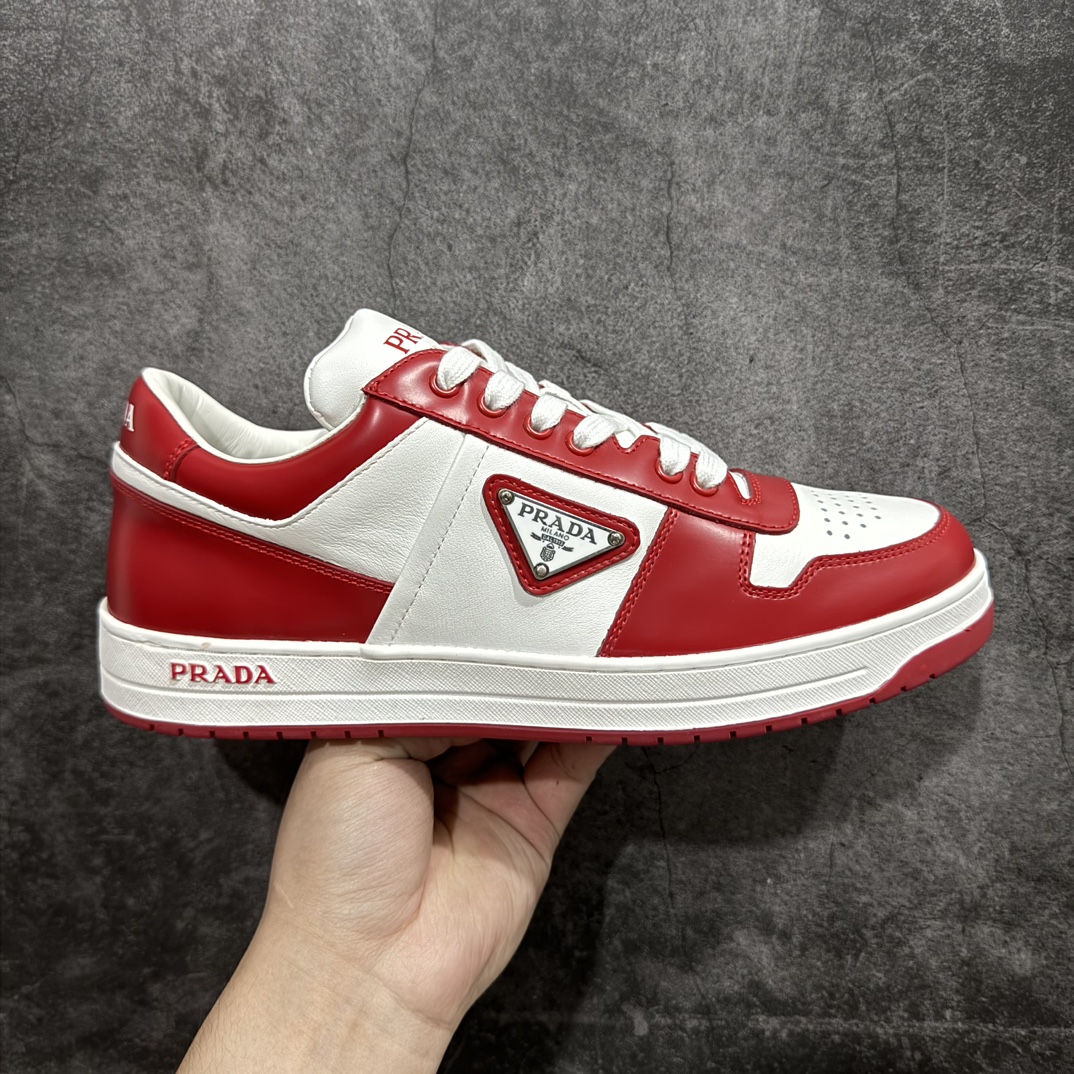  Prada Downtown low-top men's casual sneakers white red 