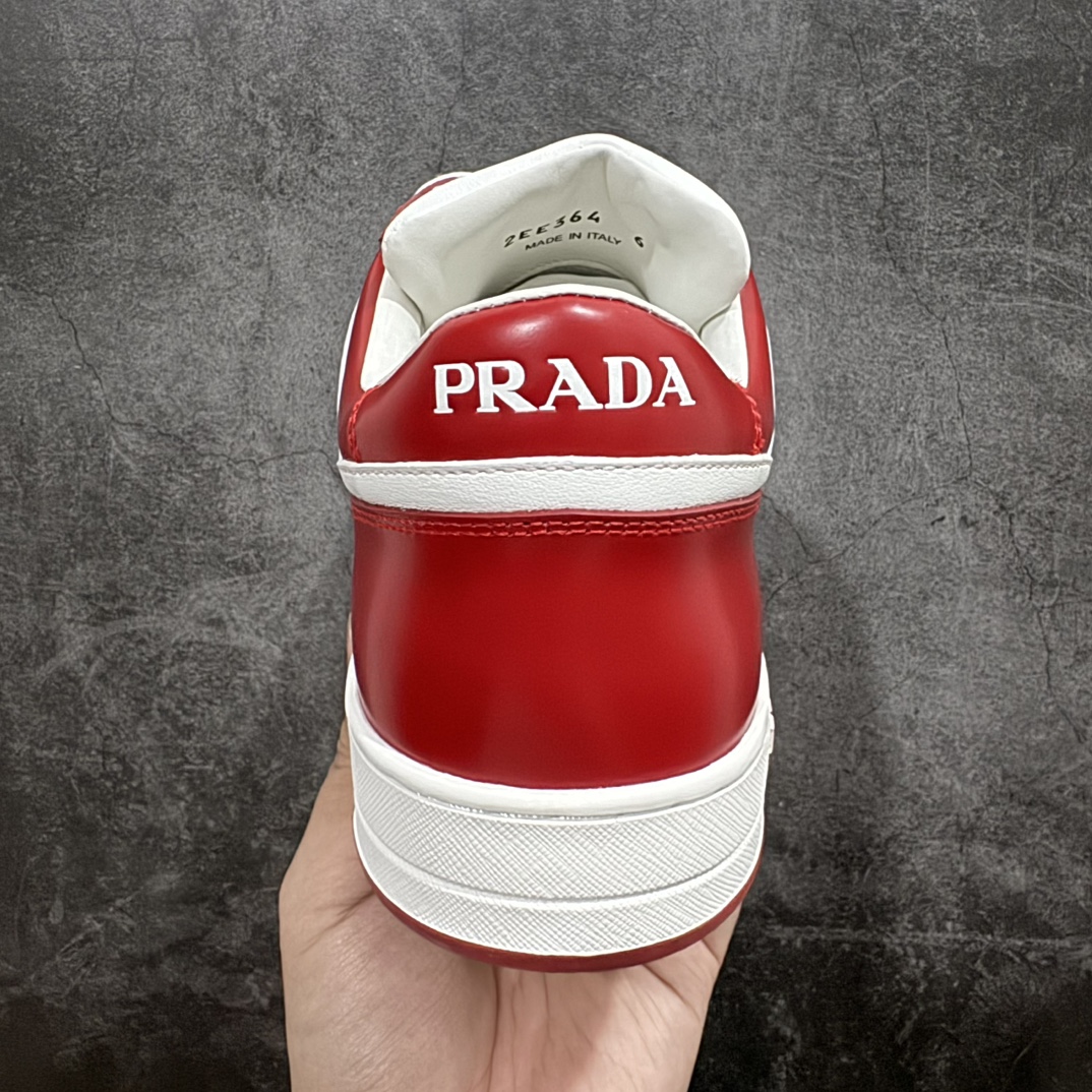  Prada Downtown low-top men's casual sneakers white red 