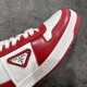  Prada Downtown low-top men's casual sneakers white red 