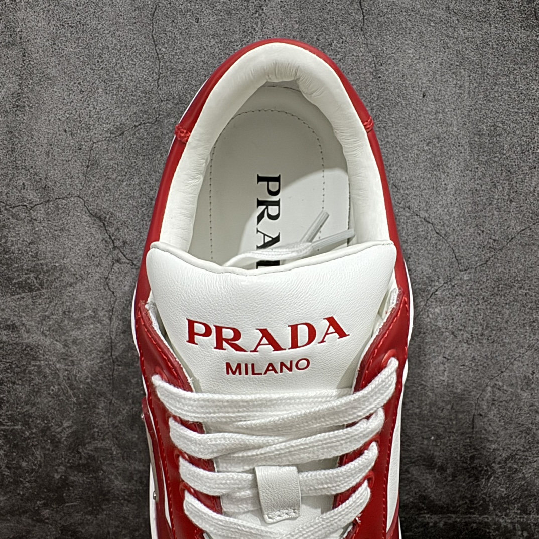  Prada Downtown low-top men's casual sneakers white red 