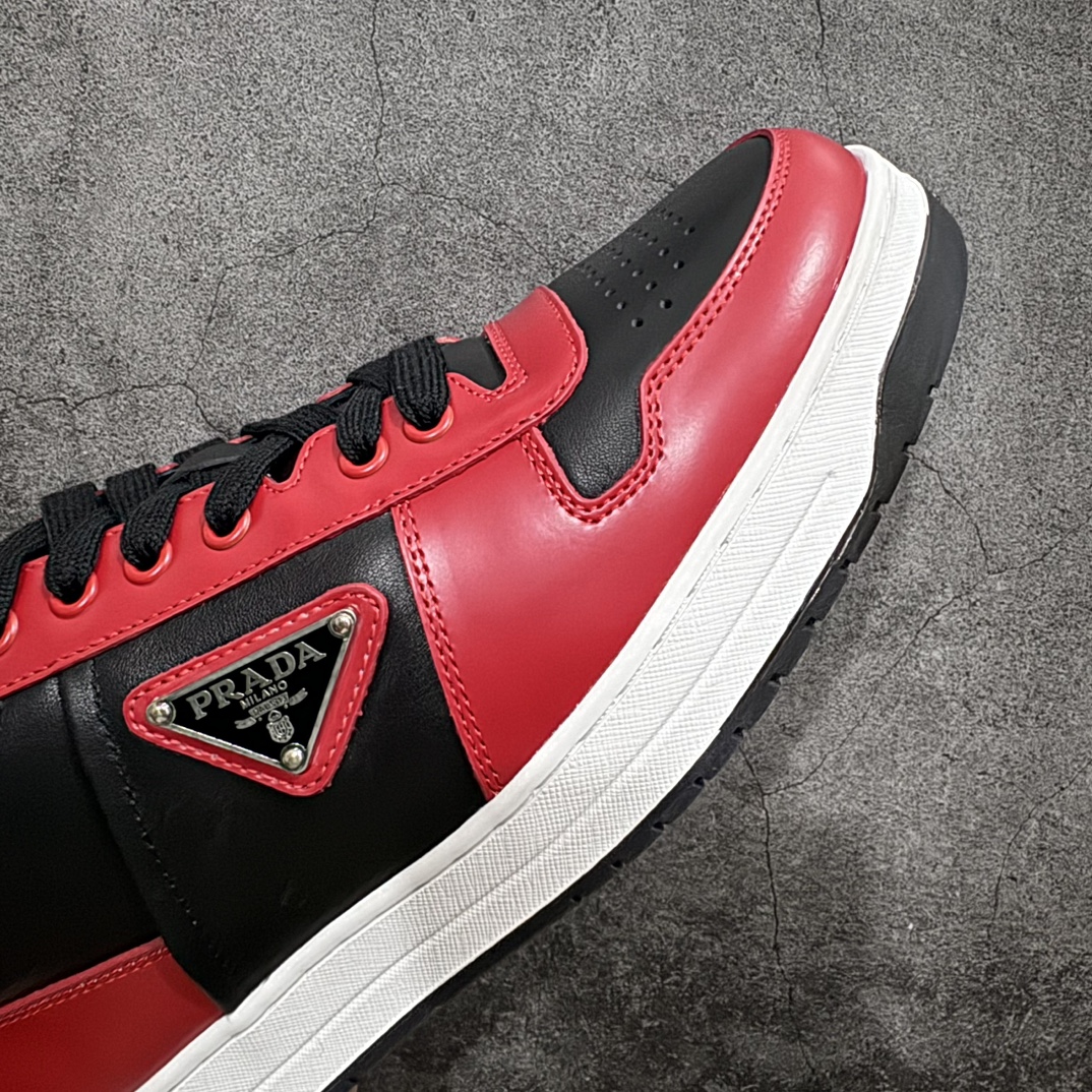  Prada Downtown low-top men's casual sneakers black red