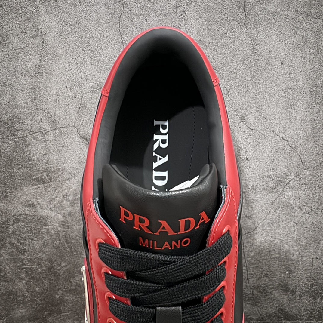  Prada Downtown low-top men's casual sneakers black red