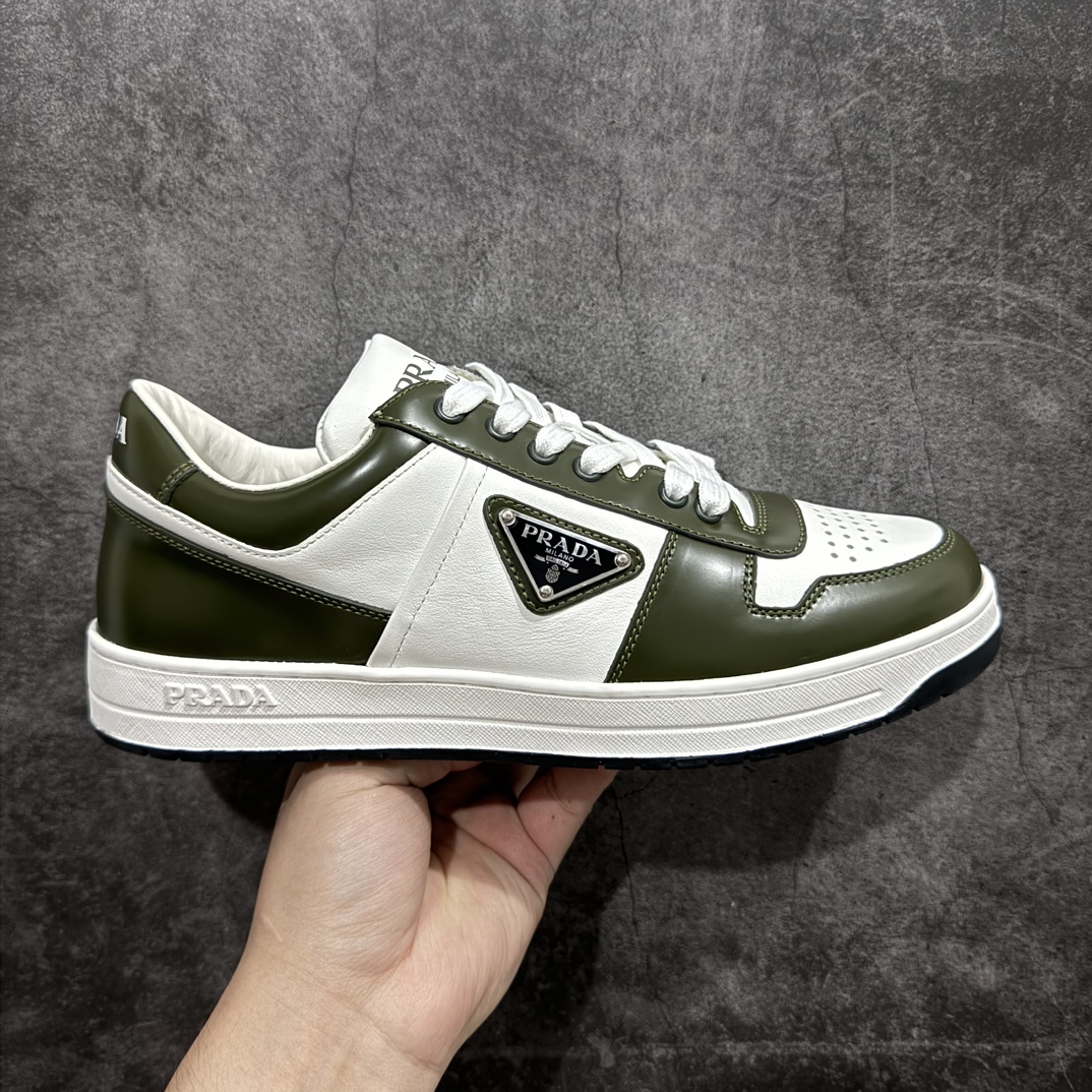  Prada Downtown low-top men's casual sneakers white green