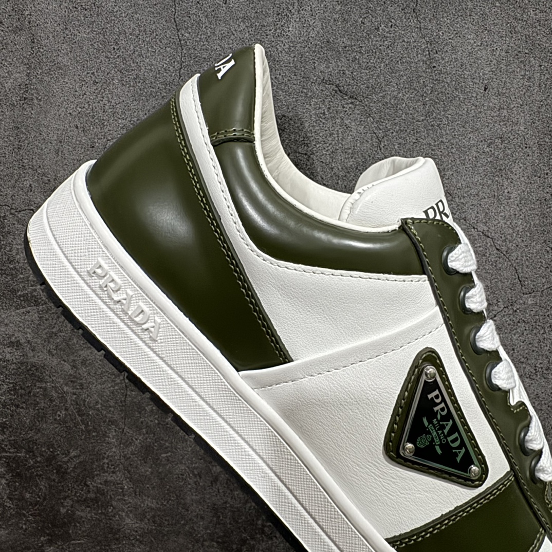  Prada Downtown low-top men's casual sneakers white green