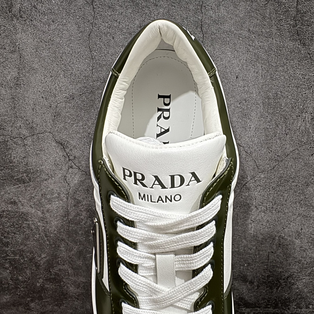  Prada Downtown low-top men's casual sneakers white green