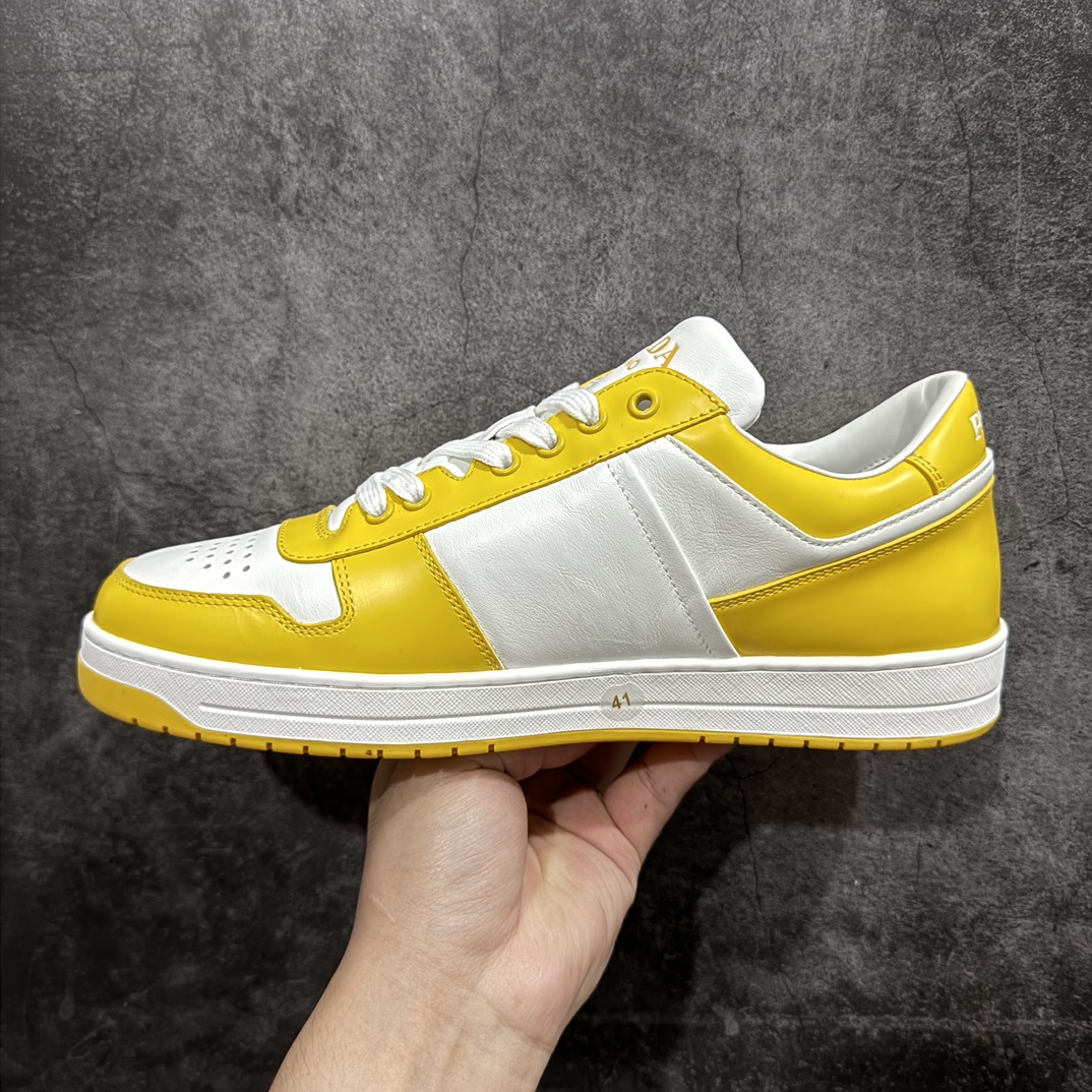  Prada Downtown low-top men's casual sneakers white yellow