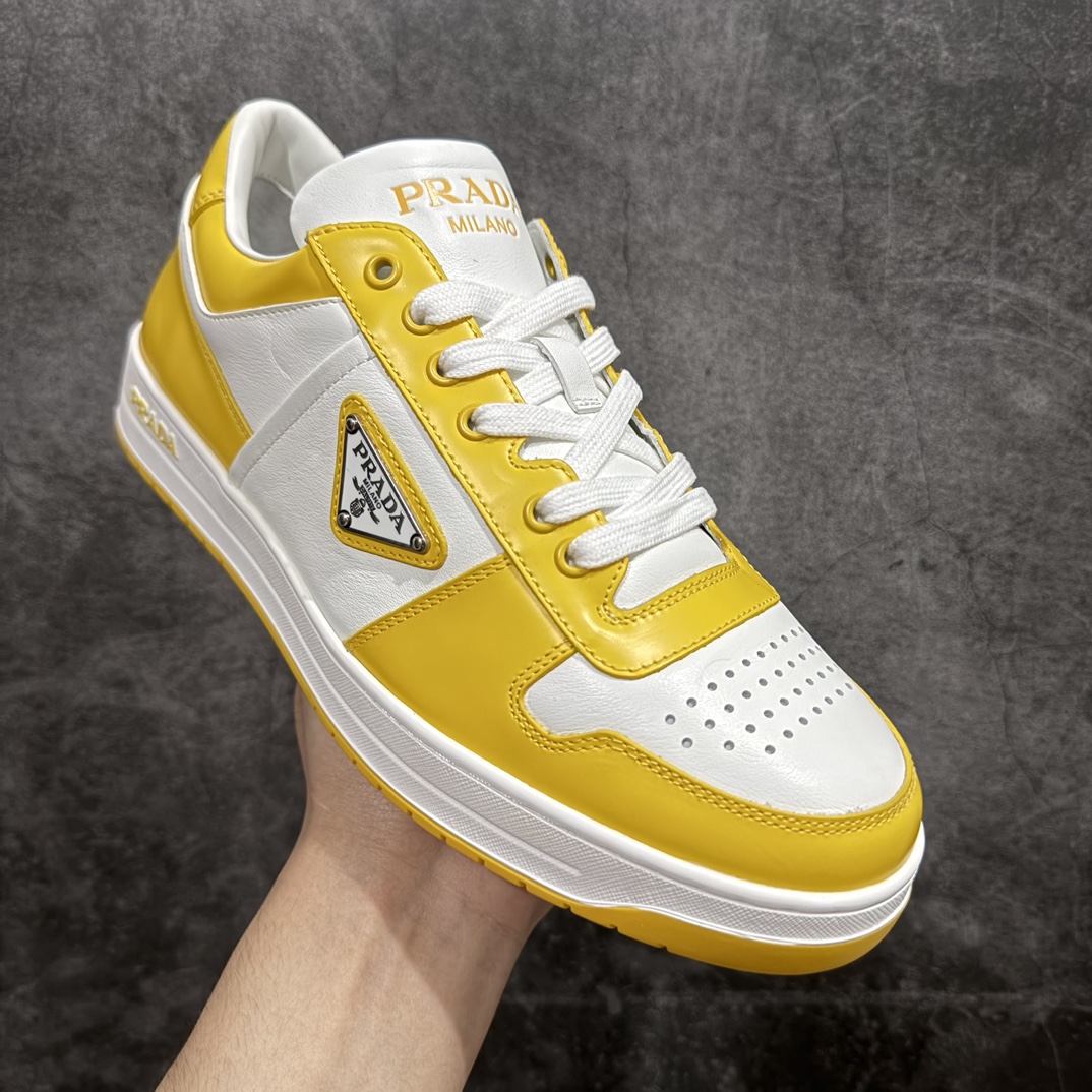  Prada Downtown low-top men's casual sneakers white yellow